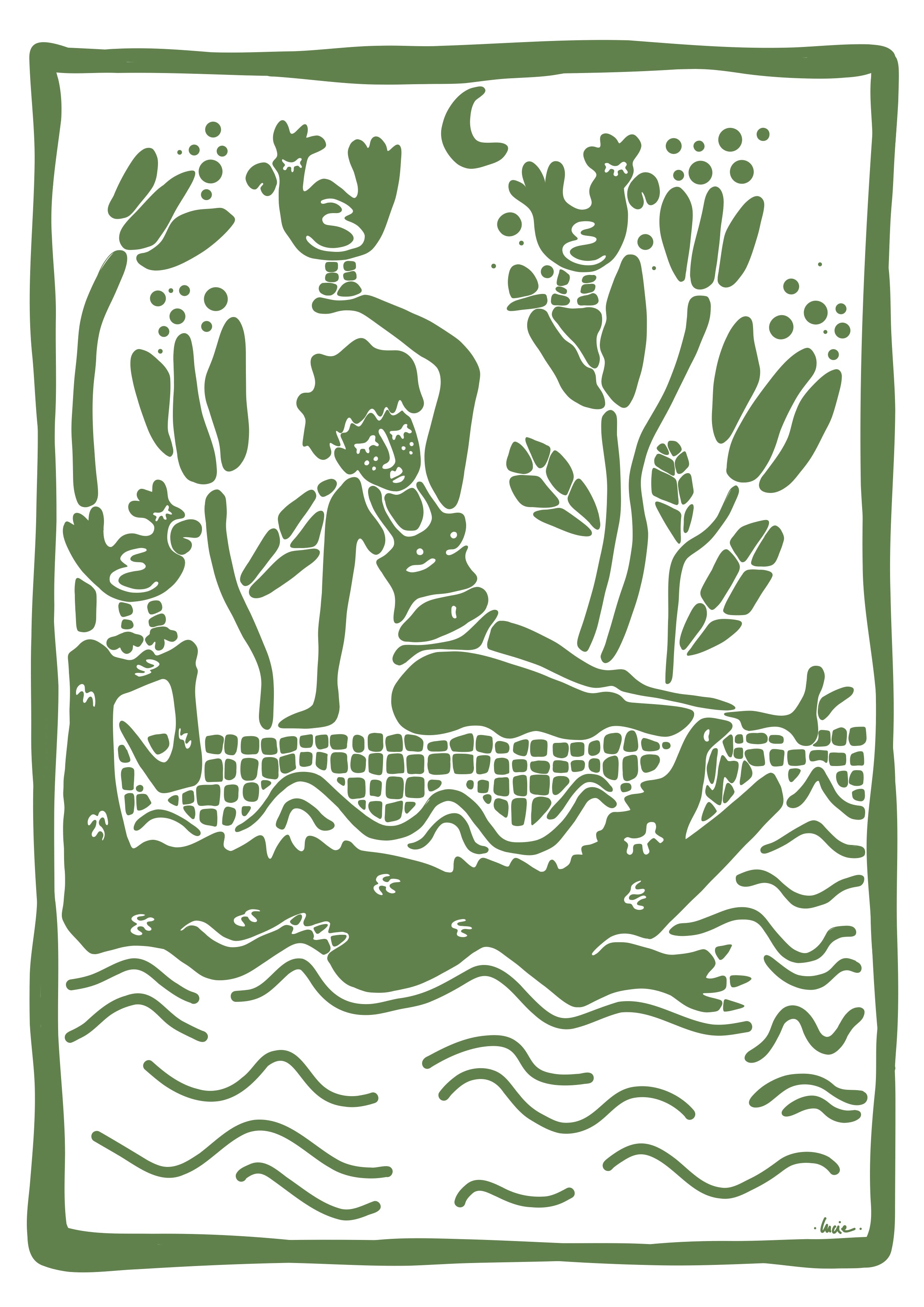 Linogravure numérisée - croco